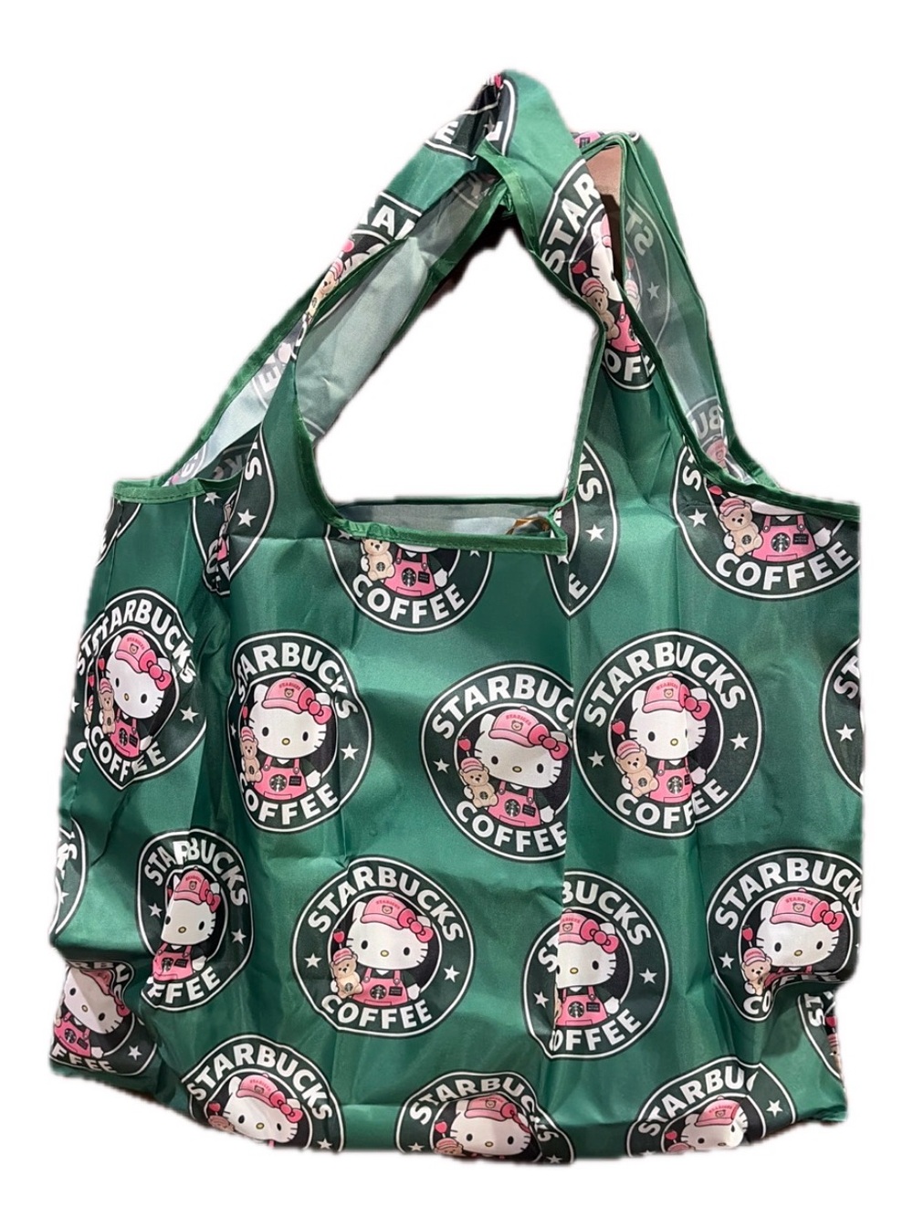 NWOT Hello Kitty x Starbucks Green Reusable Tote (Unofficial Design)